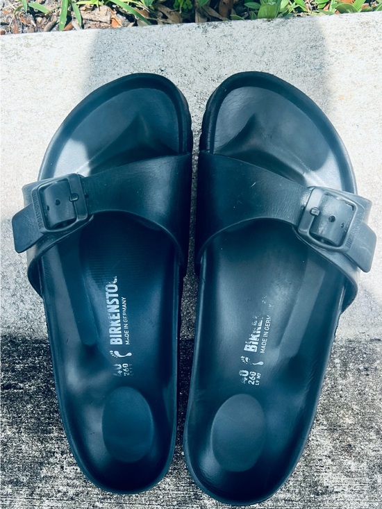 Birkenstock Shoes - Birkenstock Black Madrid EVA Single-Buckle Slide Sandals